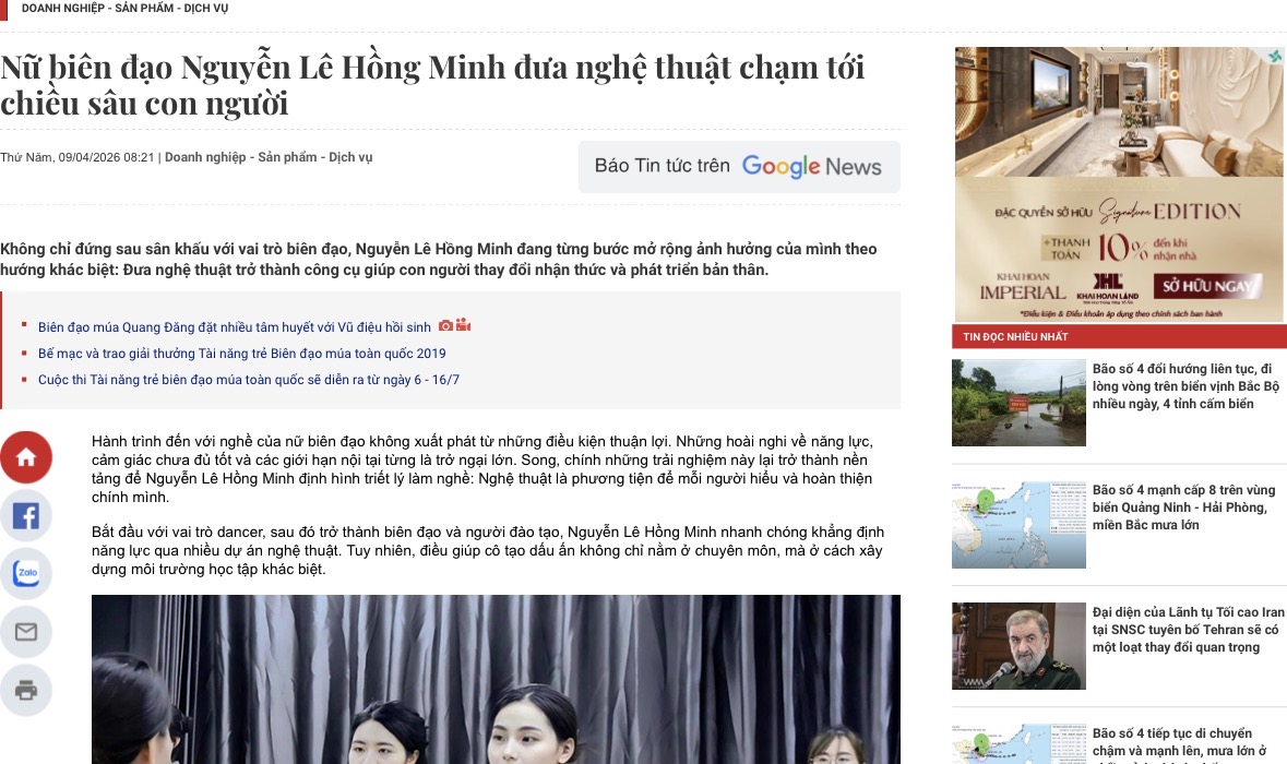Nữ biên đạo Nguyễn Lê Hồng Minh đưa nghệ thuật chạm tới chiều sâu con người